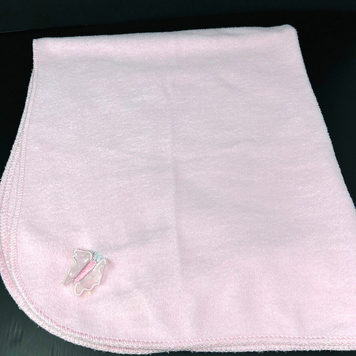 Vintage Crown Craft Pink Fleece Baby Blanket Butterfly 3D Sheer