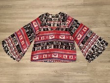 Show Me Your Mumu Bell Sleeve Tribal Print Tunic Top Relaxed Sheer Boho Size S