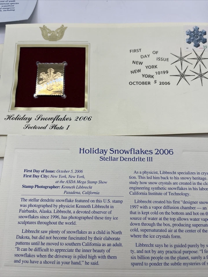 Gold Stamp First Day Of Issue Lot Florida Wetland Holiday Snowflake - Image 4 of 4