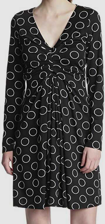 karen kane a line dress $189 Women's Gray Elizabeth Circle Graphic Shirred A-Line S Labordaysale9/3-50 in puff sleeves SIZE:L / 8-10 Halter tie neck backless