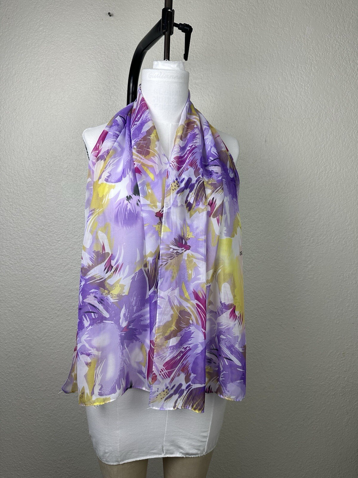 Vintage Floral Sheer Scarf Lightweight Wrap Accessory Headcover-image