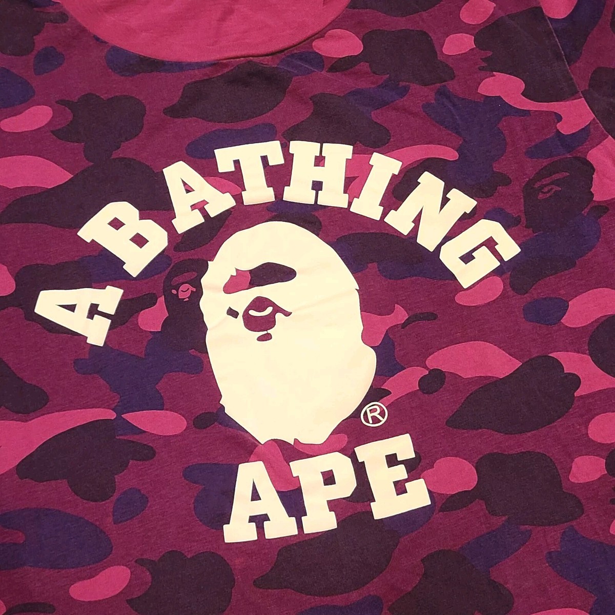 A Bathing Ape Bape Purple Camo College Tee T-Shirt Men's XL