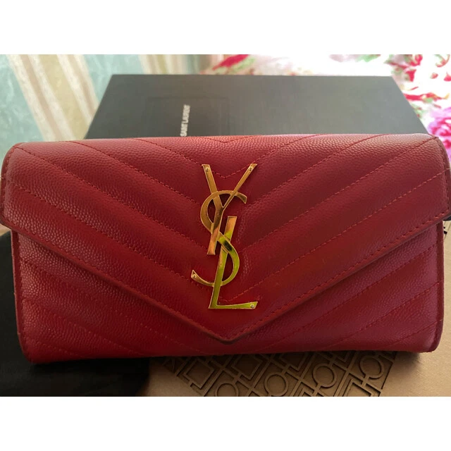 red ysl card holder