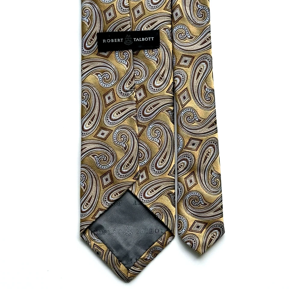 Corbata Robert Talbott Best Of Class dorada cachemira 100 % seda 60" Foto 2 de 4