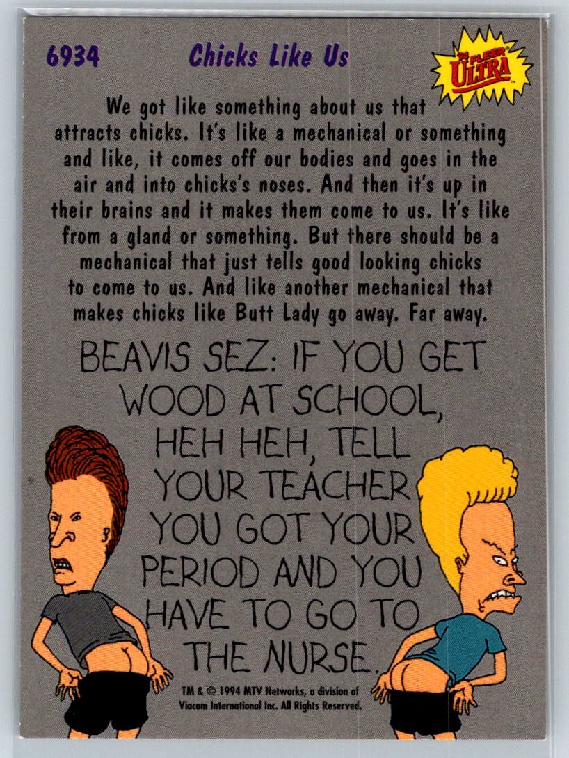 1994 Topps Beavis And Butt-Head #6934 “Chicks Like Us” | eBay