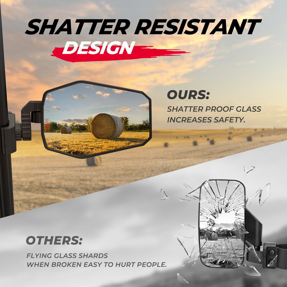 UTV Rear View Side Mirrors Breakaway For Polaris General XP 1000 Can Am Defender - Foto 9