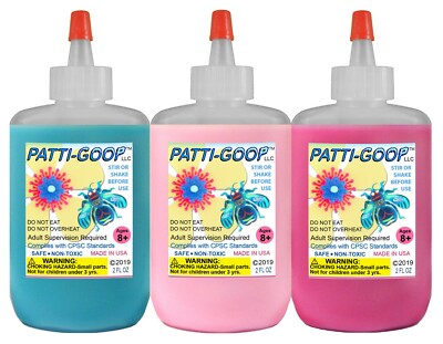 PATTI-GOOP 3-PACK TQ PINK R-VIOLET MADE FOR CREEPY BUG TOYS AND RUBBERY CRAWLERS