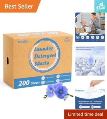 200 Laundry Detergent Sheets - Fresh Linen Scent - Eco-Friendly, Hypoallergenic