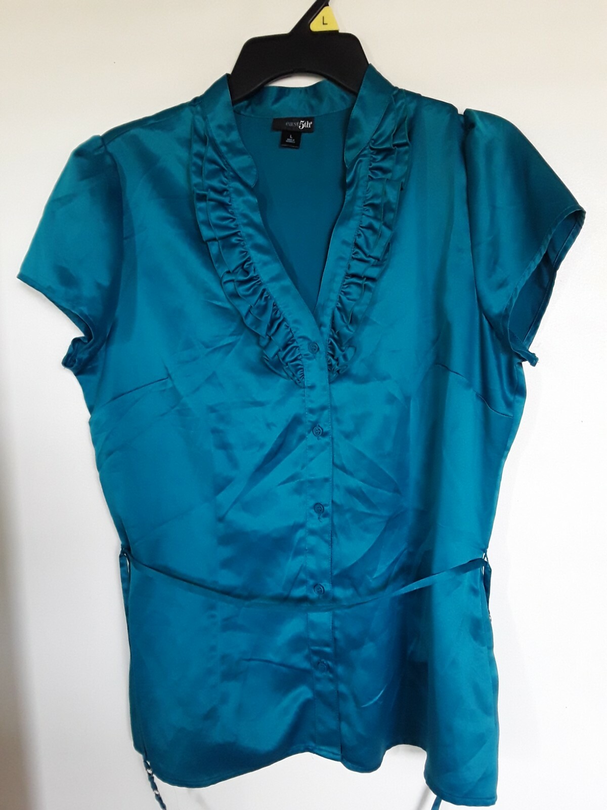 East 5th Womens Size L Blouse Button Front Short Sleeve