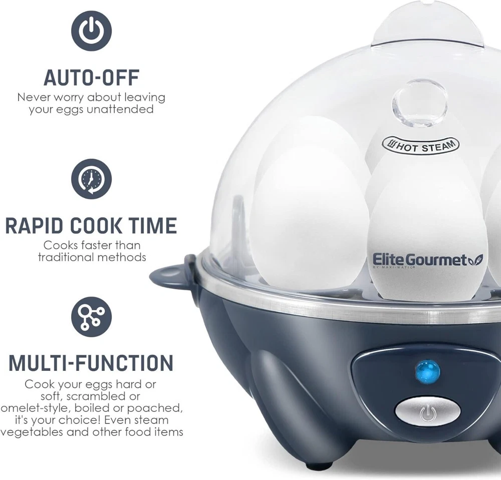 7-Egg Rapid Electric Egg Cooker for Hard-Boiled & Poached 7-Egg Rapid Electric Egg Cooker for Hard-Boiled & Poached
