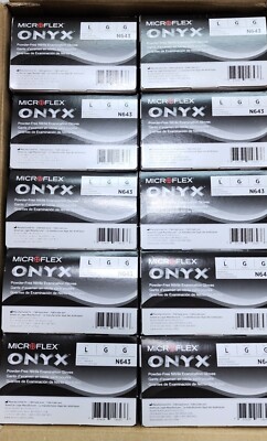 Microflex N643-CASE Onyx Large Disposable Nitrile Black Medical Gloves - 1,000pk