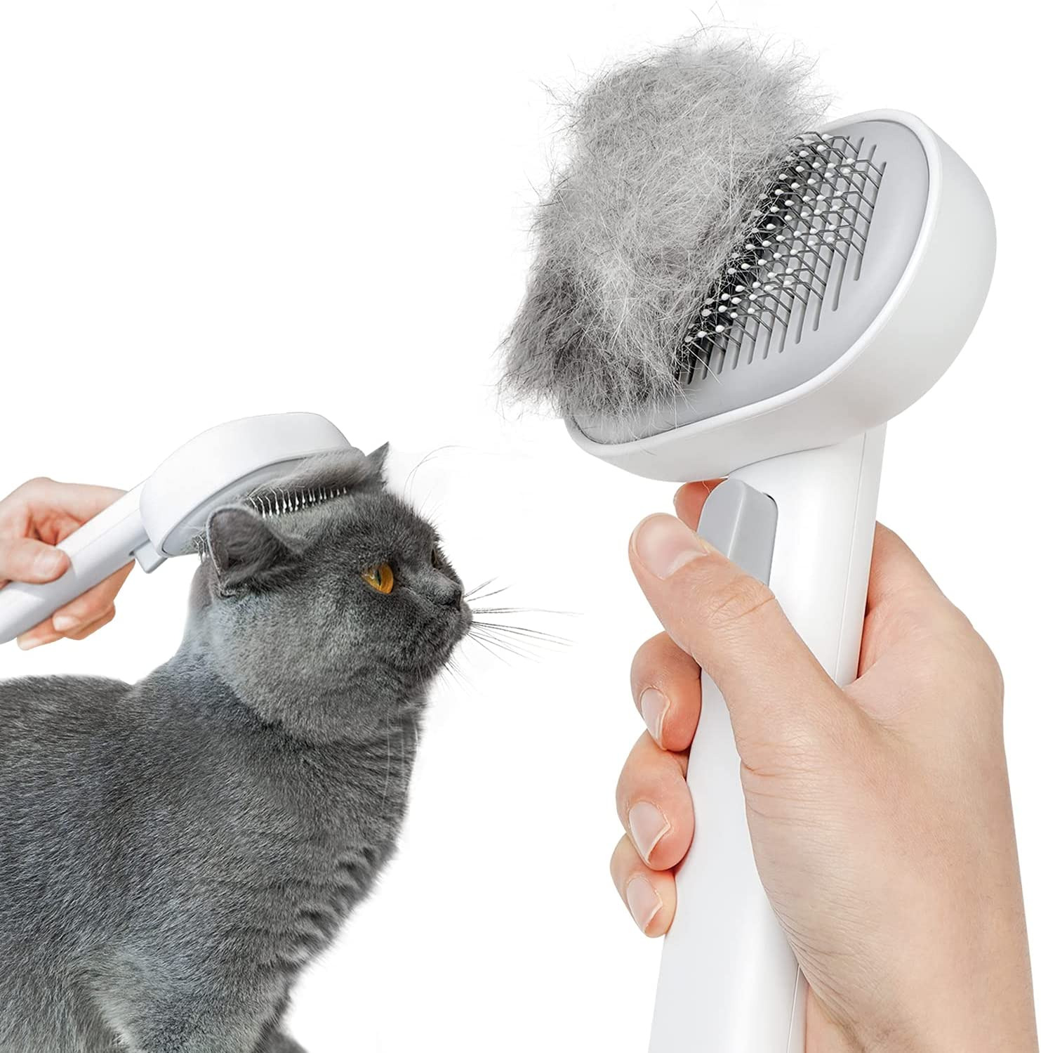 Cat Brush with Release Button,Grooming Shedding Brush, Self Cleaning Pet Brush