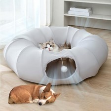 Indoor Cat Tunnel Bed Hanging Ball Circle Cat Tunnel Cooling Fabric Central Mat