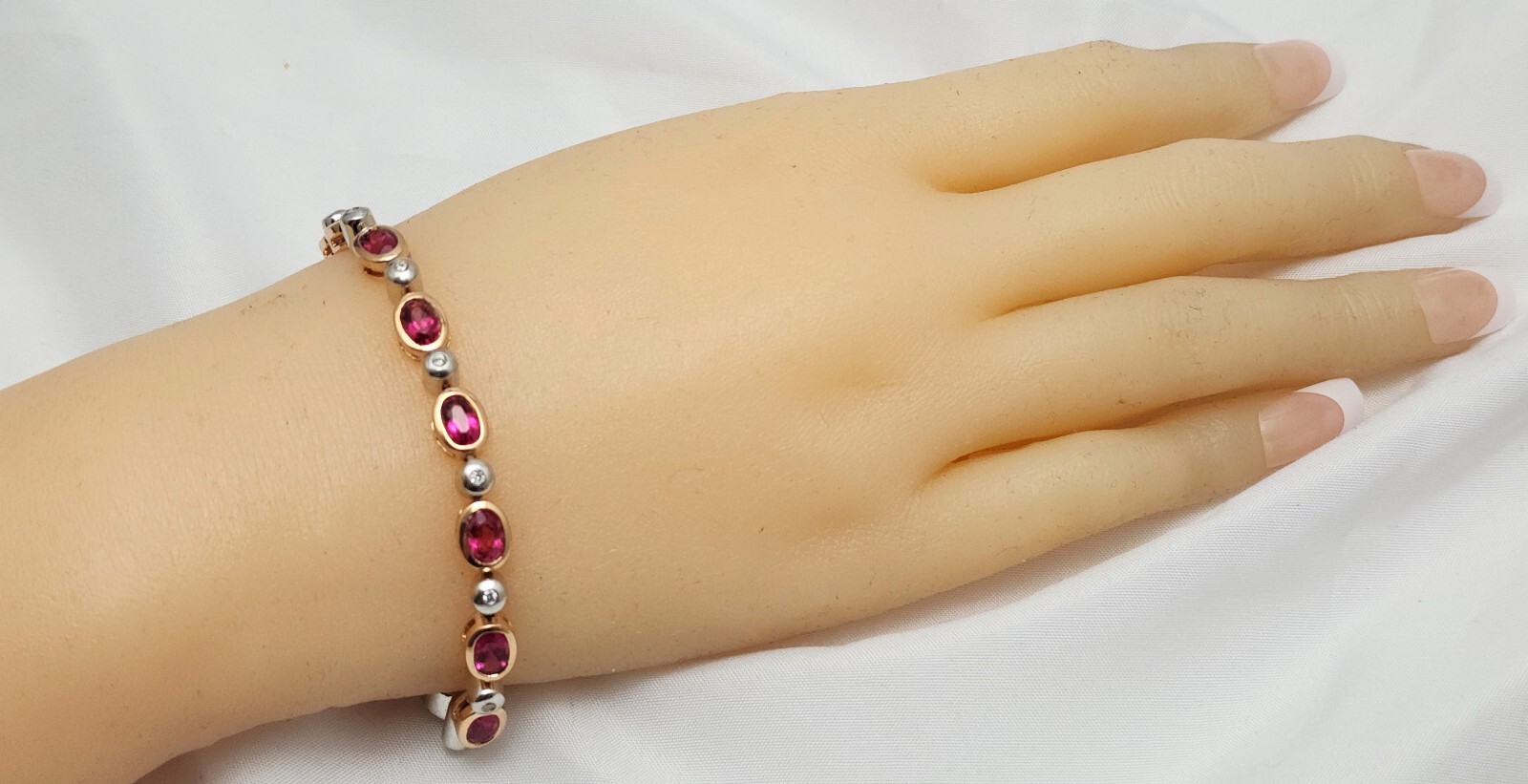 14K Solid Two Tone Multi Color Gold Ruby & Diamon… - image 10