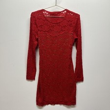 Express Women’s Red Lace Backless Bodycon Dress Size Small Lined Knee Length