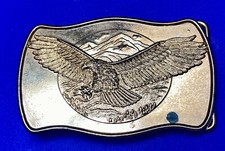 Patriotic American Eagle Flying Over Mountains Vintage Numbered Belt Buckle