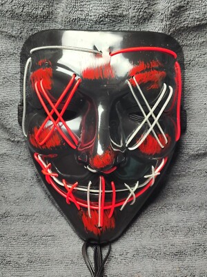 Halloween Kiss Me Purge Light Up Stitches LED Glow Mask Costume Rave Party EDM