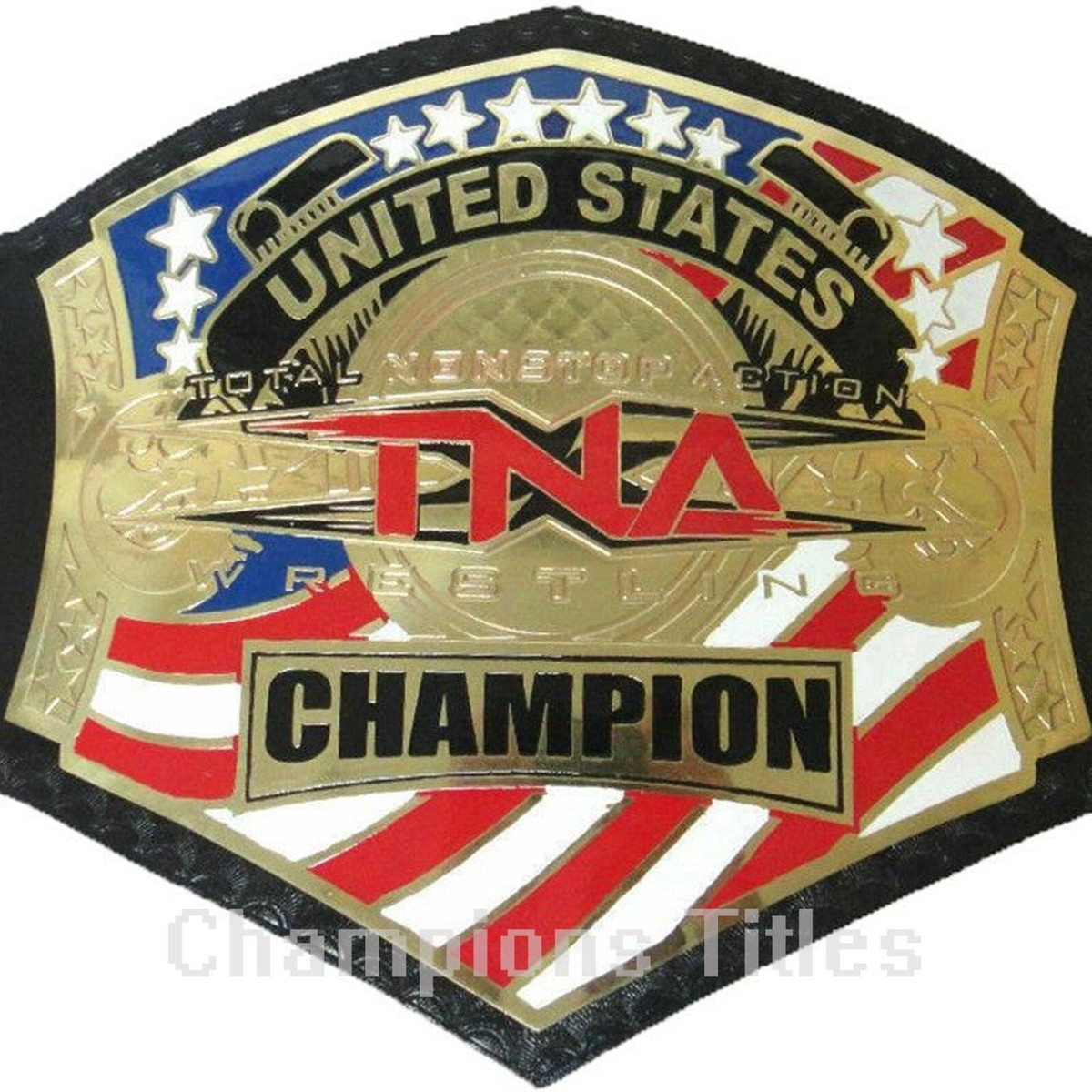TNA United States 2mm Zinc Thick Plate Wrestling Champions Leather