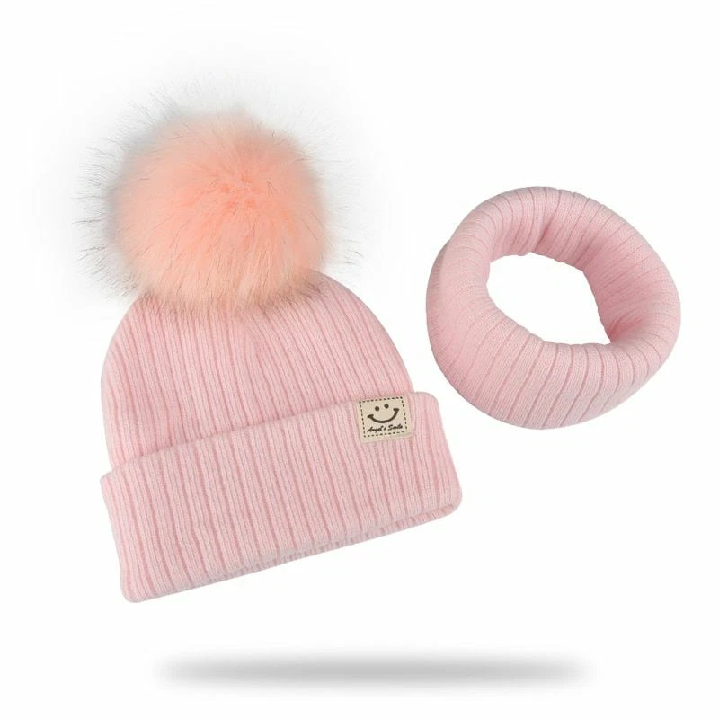 3-12 Mesi Unisex Pelliccia Finta Pompom Cofano Cappello E Sciarpa Bambino Moda - Immagine 2 di 4