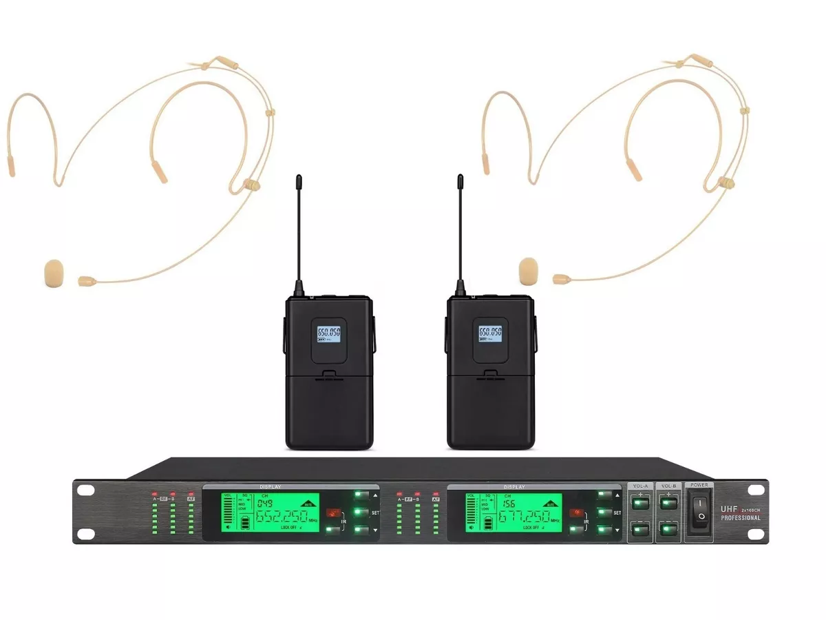 Dual wireless headset microphone system sale