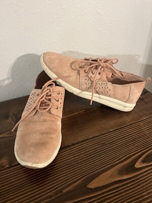 Toms Womens Del Ray Size 9.5 Casual Suede Tennis Shoes Light Pink