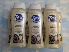 LOT (7) ZEST INDULGENCE COCOA BUTTER + SHEA BODY WASH   18 FL OZ