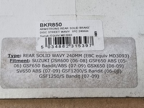 Armstrong Rear Fixed Wavy Brake Disc BKR850 - Suzuki GS 500 (K3) 2003 + - Picture 5 of 10