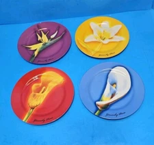 Lot of 4 Paris Floral Plates Les Fleurs de Parfums Porcelain 8” Givenchy Style