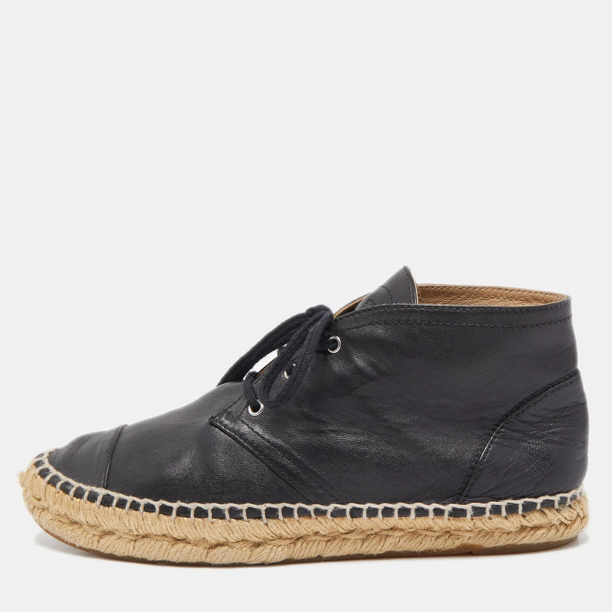 Chanel Leather CC High Top Espadrilles Size 37 eBay