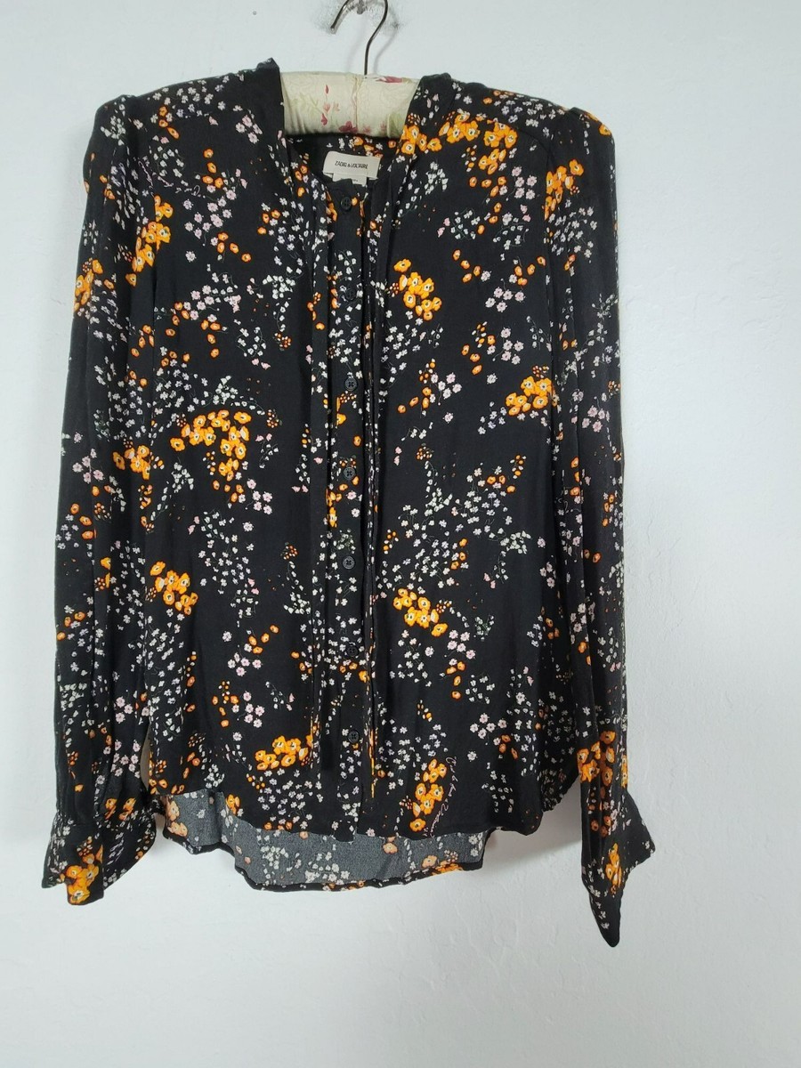 Zadig & Voltaire Women's Taos Spark Flowers Tie Neck Button