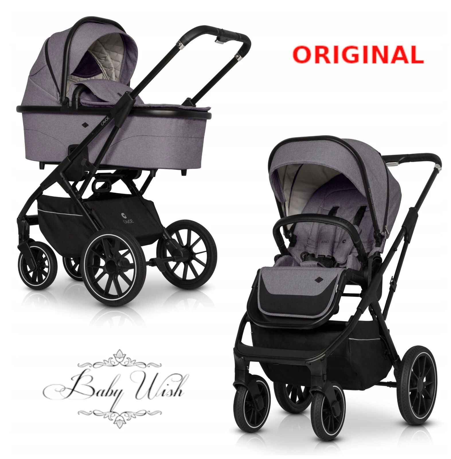 CAVOE AXO COMFORT BABY PRAM STROLLER 2in1 CARRYCOT + PUSHCHAIR