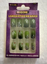 Rite Aid Home Halloween Stick-on Nails Green Gradient Spiderwebs