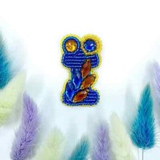 Beaded Jewelry Craft Kit Brooch on felt Bead Embroidery Set Needlepoint