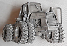 Row-Crop Dual Wheels Tractor Brass Belt Buckle by Indiana Matal Fits 1.75" Belt