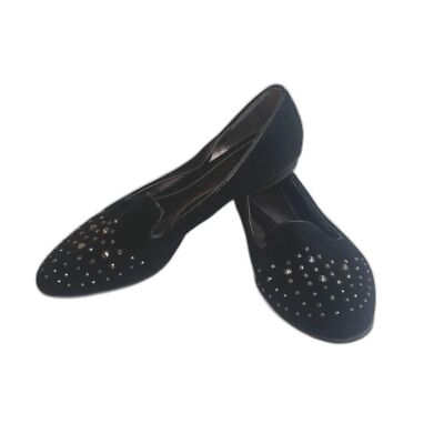 Sole Senseability Slip On Studded Jeweled Toe Flat Ballet Shoe Size 9M Black