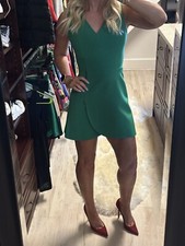 Alice + Olivia Lennon Green Sleeveless Mini Dress SZ 2 Party Cocktail Event Chic