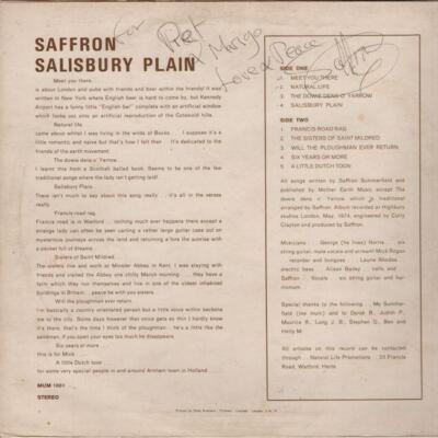 SAFFRON (SUMMERFIELD) Salisbury Plain 1974 or. UK lp autographed