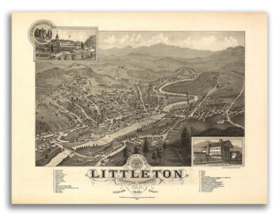 Littleton NH 1883 Historic Panoramic Town Map - 20x28