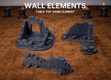 28mm Sci-Fi Wargaming Scatter Terrain, 3 Wall Pieces Including An Archway