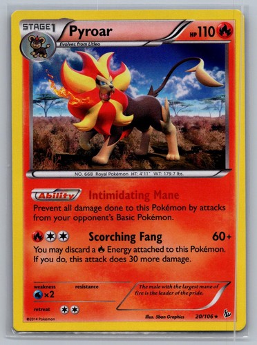 Pyroar 20/106 Holo Rare Flashfire Pokemon Near Mint
