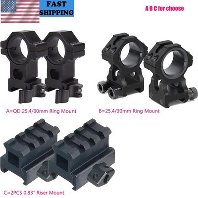 High Profile 25.4mm/30mm Ring Scope Mount/0.83'' See-thru 3 Slot Riser Mount US