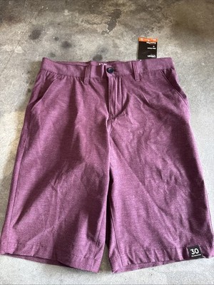 Urban Pipeline Shorts Mens 30 Olive Maroon SuperFlex Stretch Hits at Knee