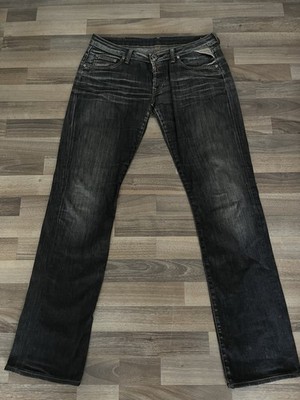 Vintage Grey Black Jeans | Washed Look | Baggy Straight Fit | W32