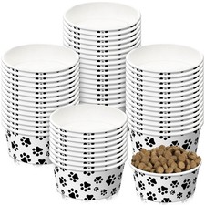 Potchen 60-Pcs Disposable Paper Small Dog Bowls w/ Cute Pattern - 12oz