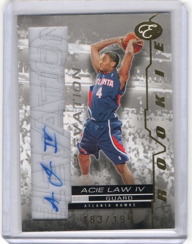 2008 BOWMAN ELEVATION ACIE LAW IV #RW-AL4 HAWKS /199 AUTO ROOKIE