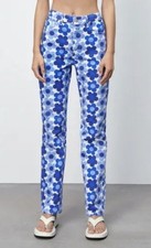 Zara Blue Floral Denim Jeans Size 6