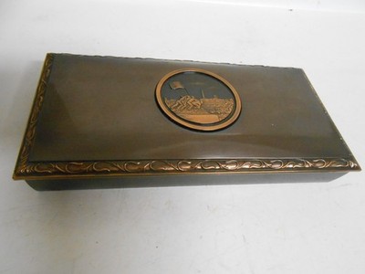 Vintage Hyde Park Cork Lined Metal Cigar Box Iwo Jima Washington DC