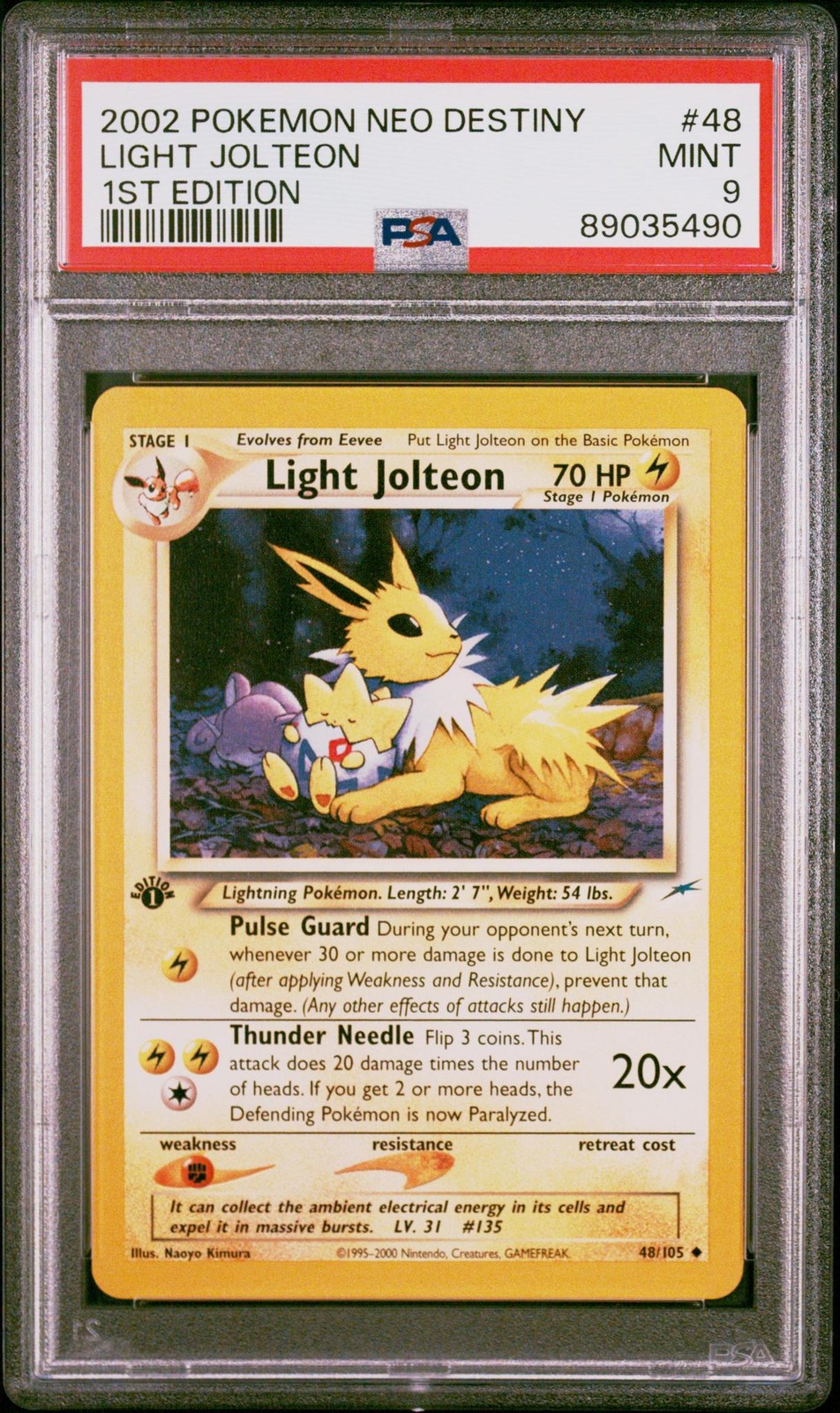 2002 Pokemon Neo Destiny 1st Edition Light Jolteon #48 PSA 9