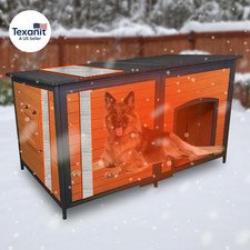 6-Side Insulated Outdoor Dog House, Heavy Duty XXL Dog Kennel with Chew-Proof Ir