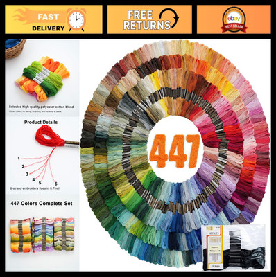 447 Colors Embroidery Floss Set for Friendship Bracelets & Cross Stitch - 6-Stra